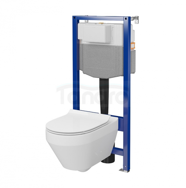 CERSANIT - Set C28 - stelaż podtynkowy AQUA 50 MECH QF + miska zawieszana CREA OVAL CleanOn + deska SLIM antybakteryjna, wolnoopadająca, z funkcją łatwego wypinania  S701-807