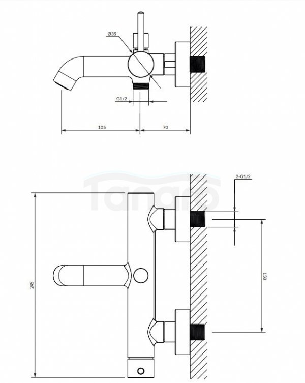 OMNIRES Bateria wannowa z zestawem prysznicowym Y miedź Y1231CP