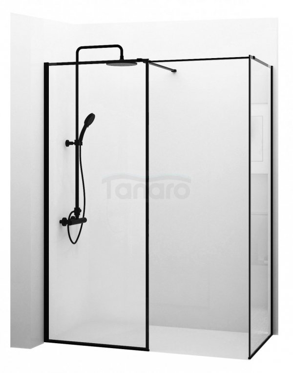 REA - Kabina prysznicowa WALK-IN  black BLER 100x110 cm