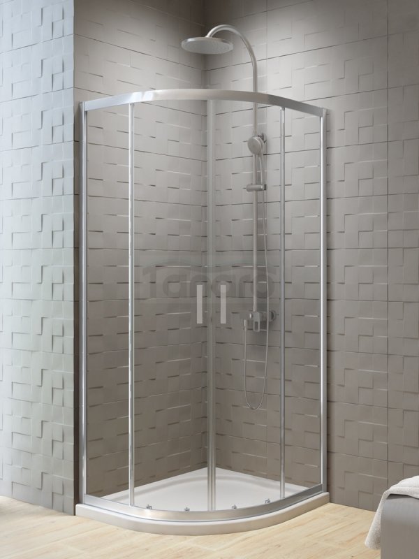 NEW TRENDY Kabina prysznicowa NEW VARIA 2D półokrągła R55 U 90x90x200 szkło czyste 6mm Active Shield K-5467