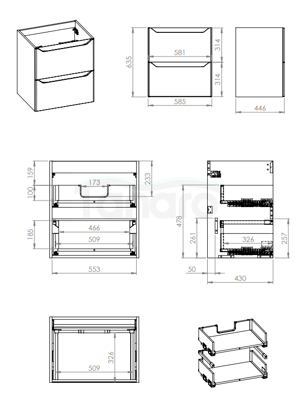ELITA SZAFKA 58.5 x 63.5 x 44.2 HELO 60 2S SAGE MATT PDW RE010600201470