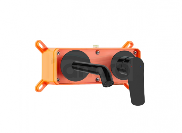 INVENA Bateria umywalkowa podtynkowa Alonia czarny połysk BP-70-U04-V