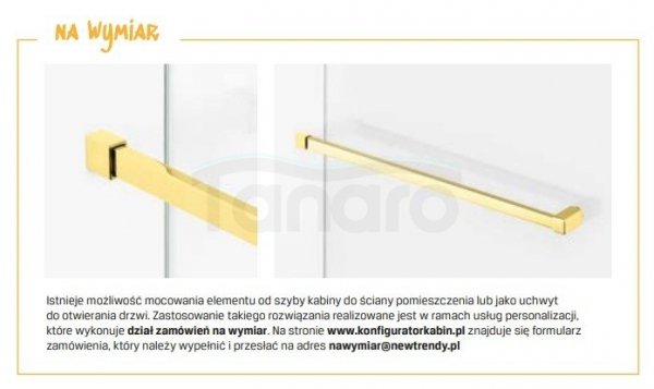 NEW TRENDY Kabina prysznicowa 80x120x200 AVEXA GOLD SHINE z wieszakiem relingowym EXK-3167/EXK-3197