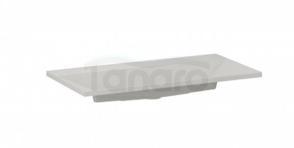 KROFAM - Umywalka kwarcowa EDGE 90cm bez otworu na baterię, biało-szary  ED 9046-48