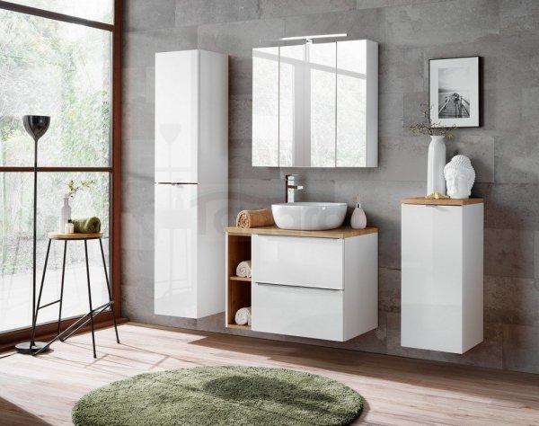 COMAD - Szafka CAPRI WHITE 810 niska 20 - Biały Połysk/ Dąb Craft Złoty / Biały Połysk  DSM-do samodzielnego montażu