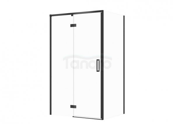 CERSANIT - Set C123 - Kabina prostokątna LARGA na zawiasach 120x80X195  LEWA  Czarna szkło transparentne  S601-323