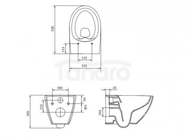 CERSANIT - Set C458 - miska zawieszana MODUO PLUS OVAL CleanOn z deską duroplastową Slim  S701-970