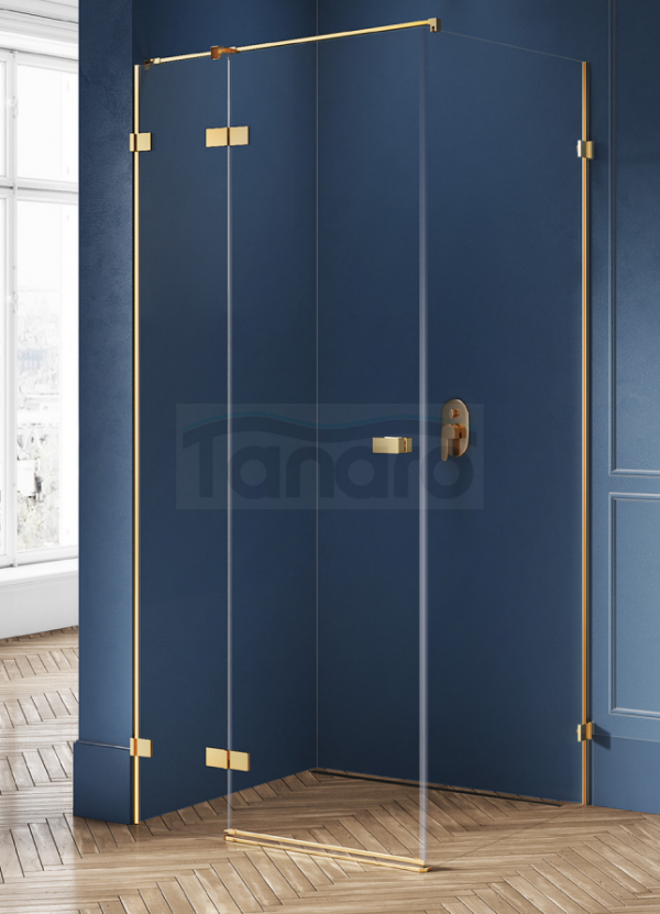 NEW TRENDY - Kabina prysznicowa prostokątna AVEXA GOLD BRUSHED EXK-1738/39 Złote Profile 80x120x200