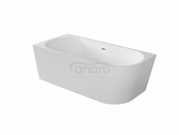 BESCO Wanna wolnostojąca przyścienna Zoya 170x80 Lewa + maskownica syfonu z przelewem czarna #WAS-170-ZLC
