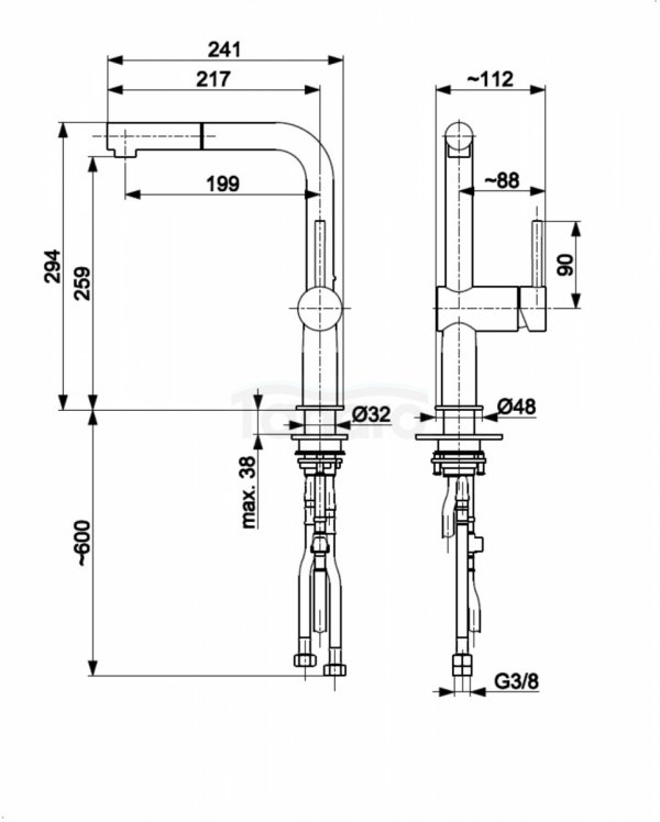 ARMATURA KRAKÓW KFA DUERO EDGE BLACK bateria kuchenna z wyciąganą wylewką 6623-510-81