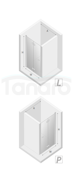 NEW TRENDY Drzwi wnękowe NEW SOLEO COPPER BRUSHED 1D L 120x195 szkło czyste 6mm Active Shield - składane D-0507A