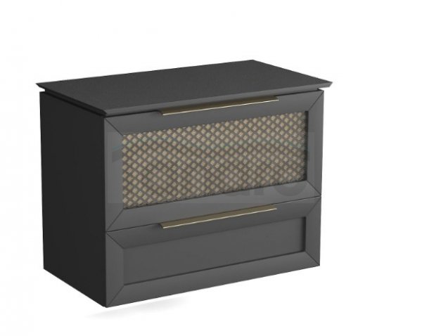 KROFAM - Szafka pod umywalkę CHIC 80cm,  2 szuflady, czarny satyna/złoto  CH 7970-45/43Z-W