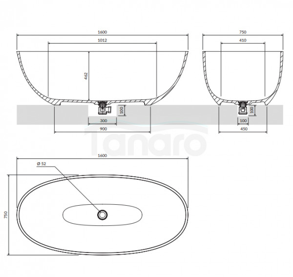 OMNIRES Komplet wanna 160cm z umywalką 60x35 SHELL M+ biały mat 