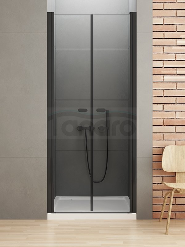 NEW TRENDY Drzwi wnękowe prysznicowe podwójne otwierane NEW SOLEO BLACK 130x195 D-0248A