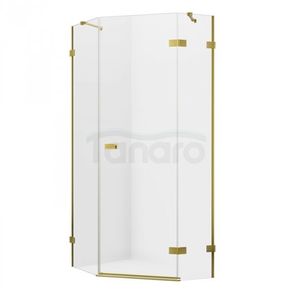 NEW TRENDY Kabina prysznicowa pięciokątna 100x80 Avexa Gold Brushed EXK-3858