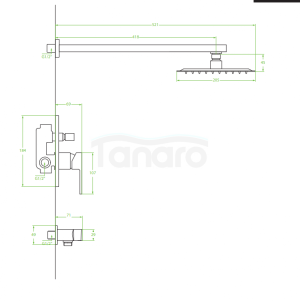 LAVEO Bateria natryskowa podtynkowa z zestawem KVADRATO BLQ_702P