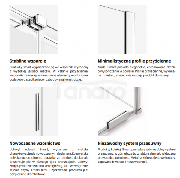 NEW TRENDY Kabina prysznicowa drzwi podwójne przesuwne SMART 120x120x200 EXK-4069