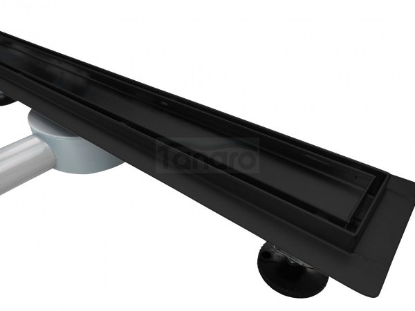 AQUALine - Odpływ liniowy podłogowy 2w1 pod płytkę CZARNY Matowy Obrotowy syfon 100cm R04BK1000