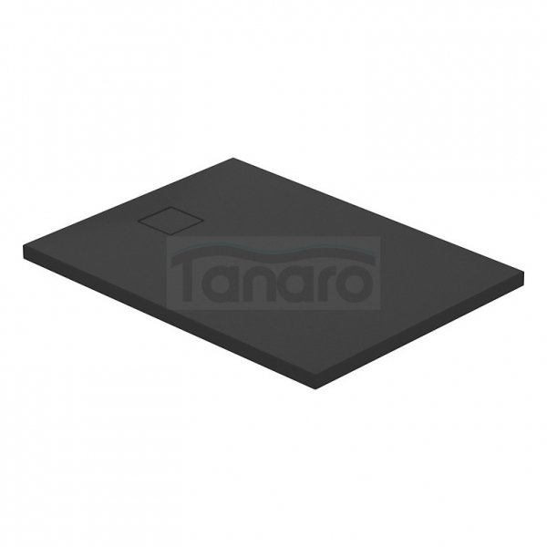 CERSANIT - Set C255 : brodzik prostokątny TAKO Slim 120x90x4,5 czarny mat + syfon  S208-002
