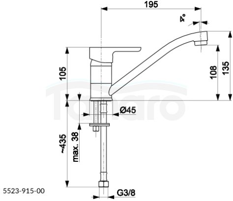 ARMATURA KRAKÓW - Bateria kuchenna stojąca GRANAT z obrotową wylewką 5523-915-00