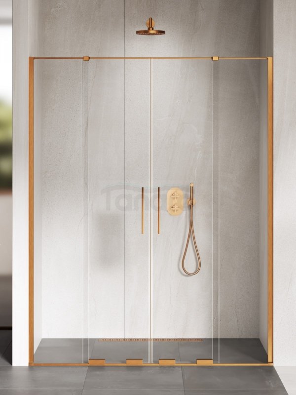 NEW TRENDY Drzwi wnękowe SMART COPPER BRUSHED 2D U 170x200 szkło czyste 8mm Active Shield 2.0 EXK-7665