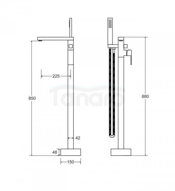 BESCO - Bateria WANNOWA wolnostojąca VARIUM CHROM BW-V-CH 88cm