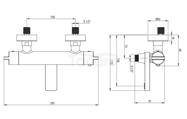 DEANTE - Bateria wannowa termostatyczna THERM ze składaną wylewką Stal Szczotkowana   BCH_F1BT