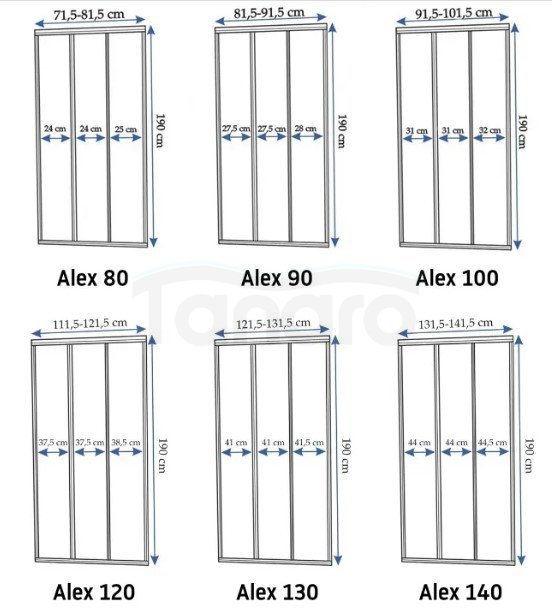 REA - Drzwi prysznicowe przesuwne ALEX 120cm