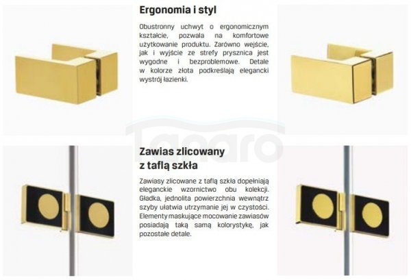 NEW TRENDY Kabina przyścienna AVEXA GOLD SHINE 80x100x200 EXK-2127/EXK-2097 POLSKA PRODUKCJA