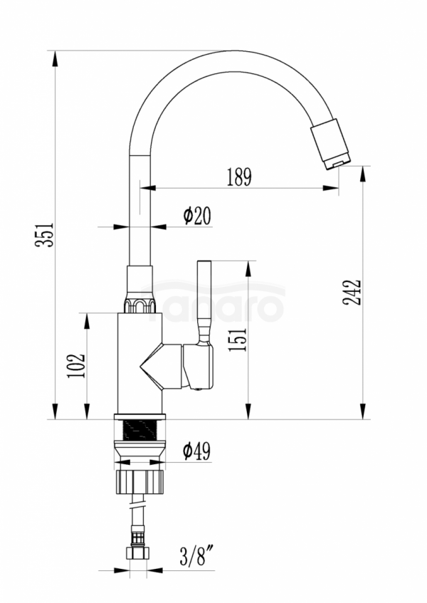 INVENA - Bateria zlewozmywakowa z elastyczną wylewką GLAMOUR kolor czarny / złoty  BZ-02-L17-V