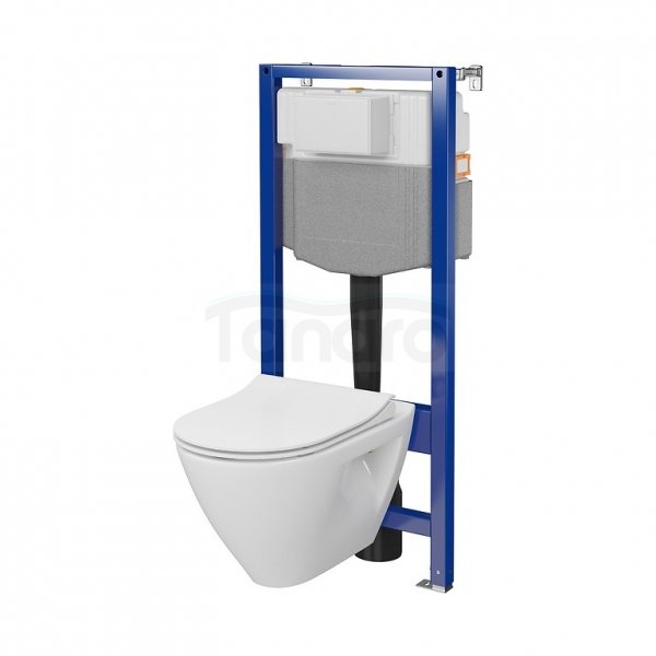 CERSANIT - Set C34 - stelaż podtynkowy AQUA 50 MECH QF + miska zawieszana MILLE PLUS CleanOn + deska duroplastowa SLIM antybakteryjna, wolnoopadająca, z funkcją łatwego wypinania  S701-813