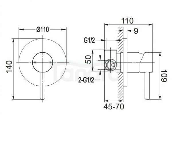 OMNIRES Bateria prysznicowa podtynkowa Y czarna Y1245BL