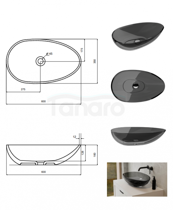 BESCO Umywalka nablatowa Neya Earth Rust + maskownica biała #UMN-60-ERW