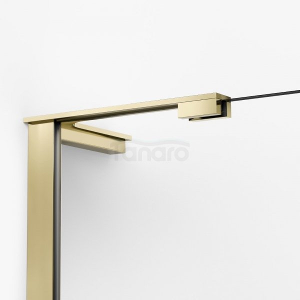 NEW TRENDY Kabina prysznicowa NESTA LIGHT GOLD WALK-IN U 100x200 szkło czyste 8mm Active Shield 2.0 - WSPORNIK KĄTOWY K-1733-WL