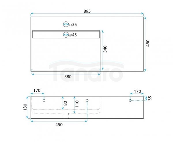 REA - Umywalka konglomeratowa ARCHI 90 CM szary mat