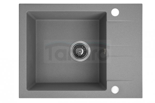 AQUAFORM - zlewozmywak granitowy MARANELLO 440 X 570 X 215 - 1 komora z 1/2 ociekacza , SZARY + syfon oszczędzający miejsce z korkiem automatycznym  AQ.901-1013012