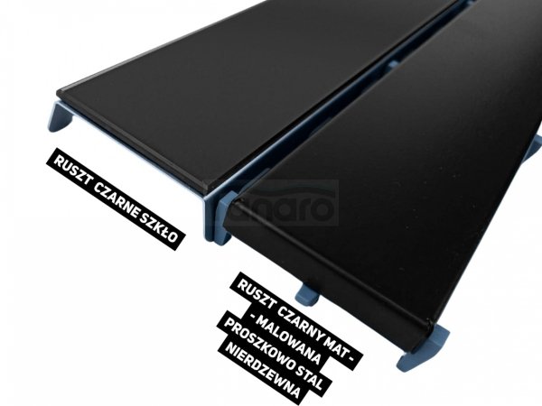 OKEDA Czarny przyścienny odpływ liniowy OKEDA® PRIME LINE™ - BLACK GLASS - RUSZT CZARNE SZKŁO 100cm 21100.06.BLACK