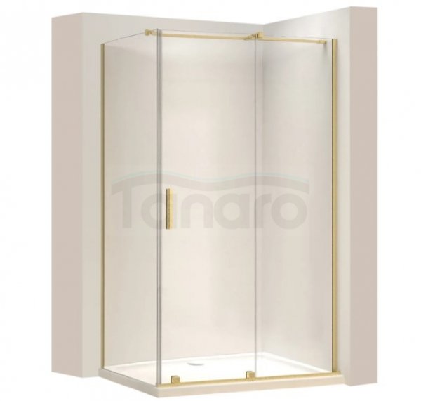REA - Kabina Prysznicowa MONTANA Gold Brush / Złota Szczotkowana 100x80  /drzwi 100 + ścianka 80/