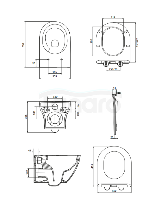 CERSANIT MISKA ZAWIESZANA LARGA PRO OVAL CERSANIT VORTEX Z DESKĄ DUROPLASTOWĄ MOONWAY SPOT SLIM Z PODŚWIETLENIEM LED SET C823: S4026-009