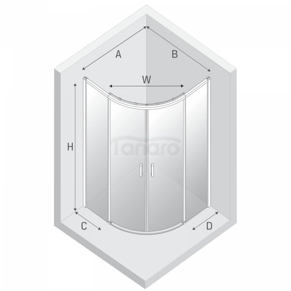 NEW TRENDY Kabina prysznicowa PRIME COPPER BRUSHED  2D półokrągła R55 80x80x200 szkło czyste 6mm Active Shield 2.0 K-3590