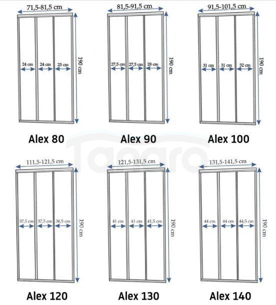 REA - Drzwi prysznicowe przesuwne ALEX 130cm