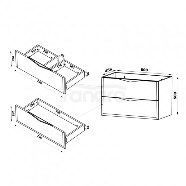 MEGSTYL DELICA-01 Szafka z blatem i umywalką 80cm kaszmir DELICA-0000-0035