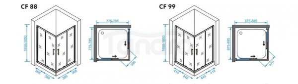 WANA - Kabina prysznicowa KRETA seria Advance 90x90x185 Model CF99