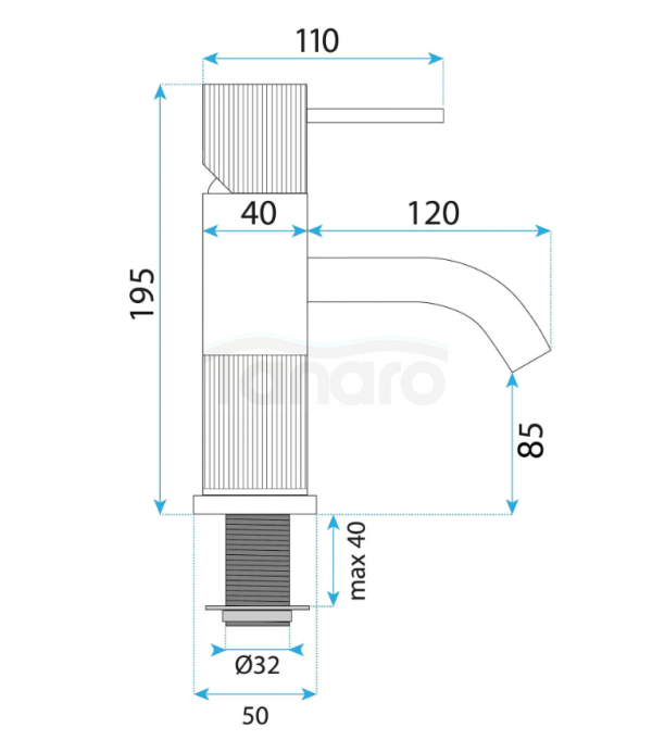 REA Bateria umywalkowa Rea Lungo Stripe Nikiel Szczotkowany Niska