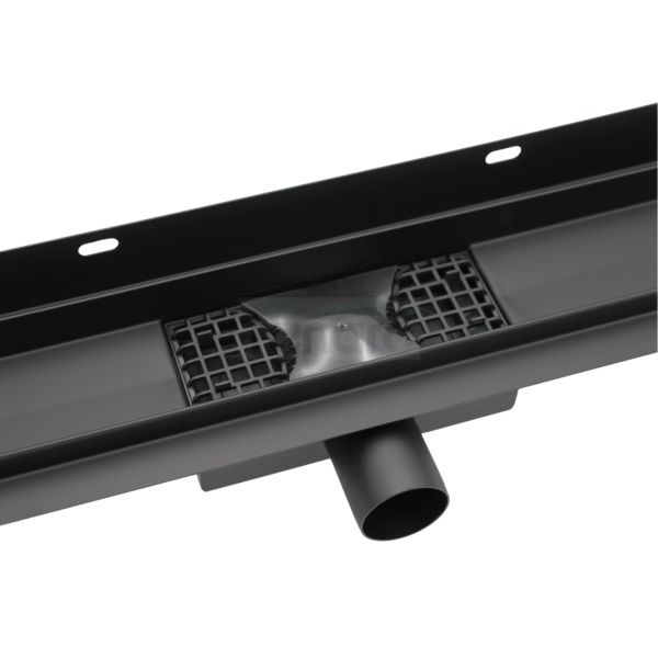 AQUALINE Odpływ liniowy przyścienny 2w1 ze stałym syfonem czarny 120cm LS04BK1200