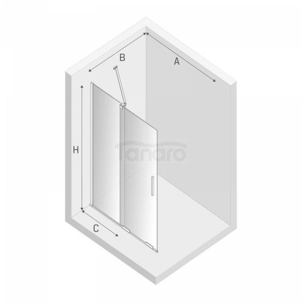 NEW TRENDY Kabina prysznicowa walk in Smart Light Gold, przesuwna, wspornik skośny 90x200 EXK-4294-WU