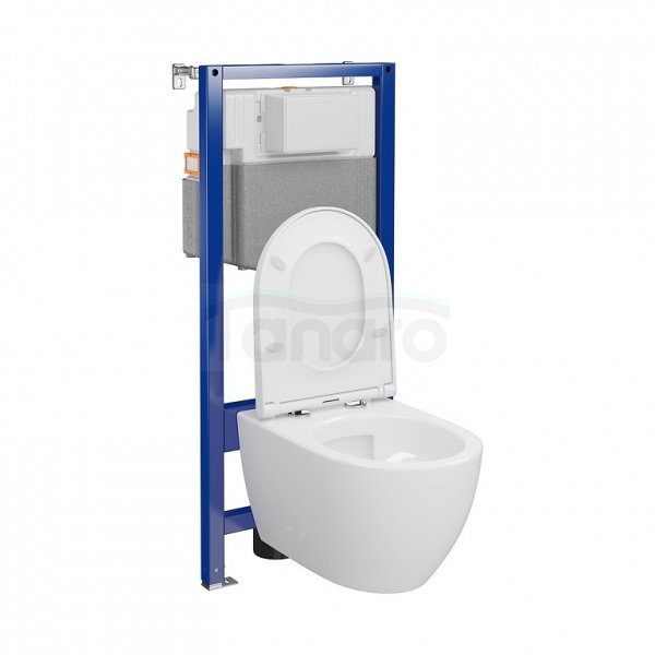 CERSANIT - Set C18 - stelaż podtynkowy AQUA 50 PNEU QF + miska zawieszana ZEN PRO by Cersanit OVAL StreamOn + deska duroplastowa SLIM WRAP antybakteryjna, wolnoopadająca, z funkcją łatwego wypinania  S701-798