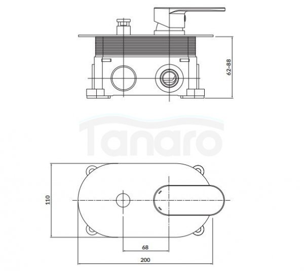 CERSANIT - Bateria wannowo-natryskowa podtynkowa CREA czarna z boksem  S951-322