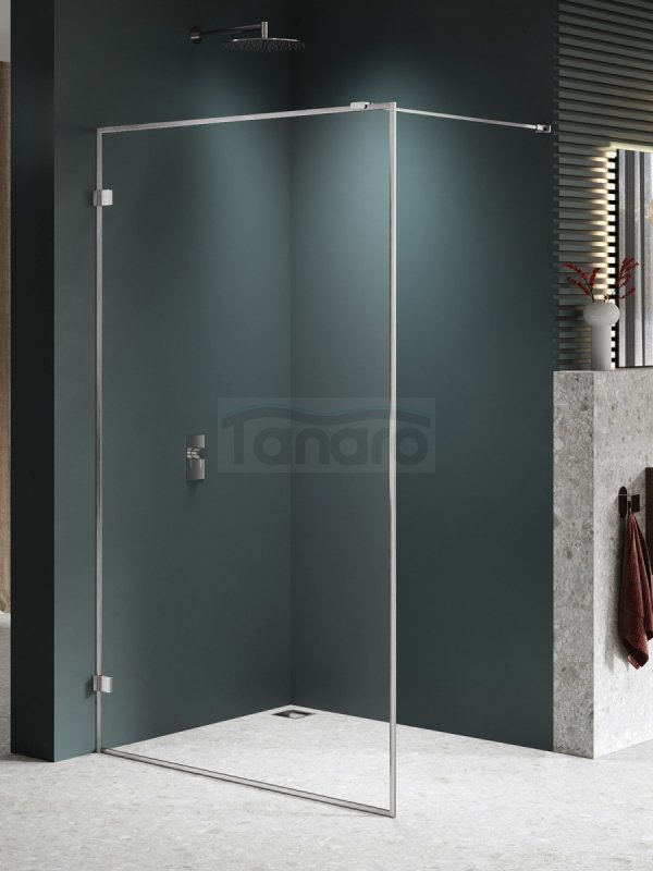 NEW TRENDY Kabina prysznicowa AVEXA NICKEL BRUSHED walk-in 110x200 szkło czyste 6mm Active Shield 2.0 RAMKA ALU EXK-8652