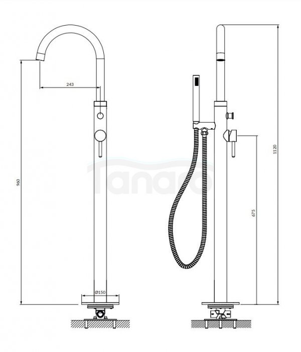 OMNIRES Bateria wannowa wolnostojąca chrom Y1233CR